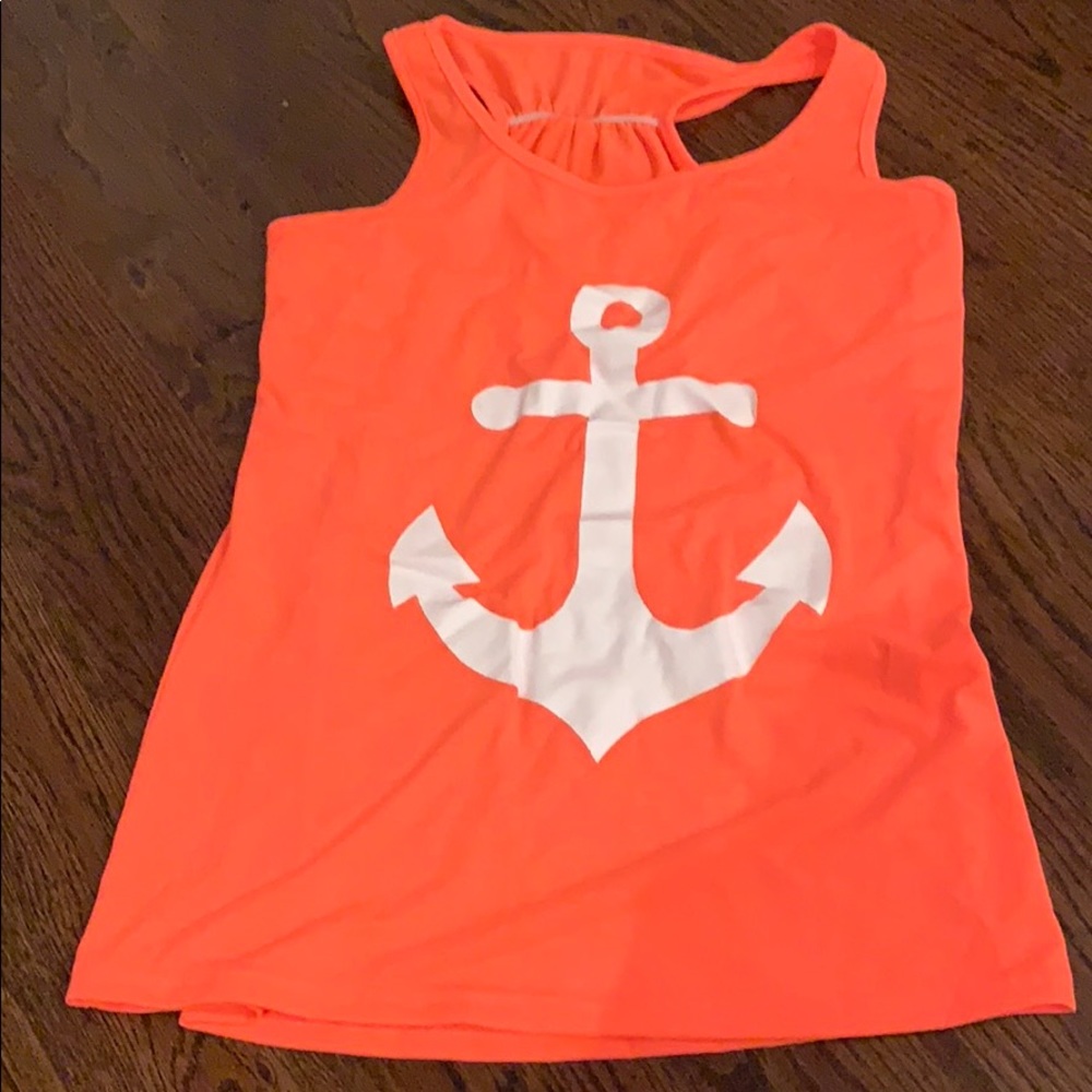 Orange anchor tank top